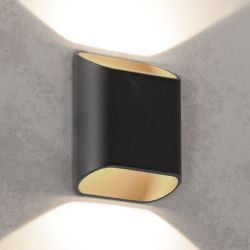 Led wandlamp zoals Trapz - up & down dimbaar 10 watt zwart/goud
